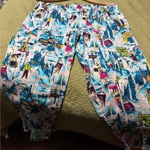 Paris print cigarette pants